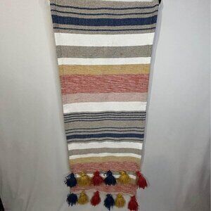Table runner! Weave with pom poms. Anthropology vibes. 82".
